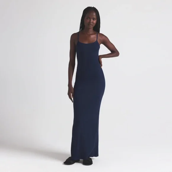 SKIMS | Dresses | Skims Cotton Rib Long Cami Dress In Navy Size Small |  Poshmark